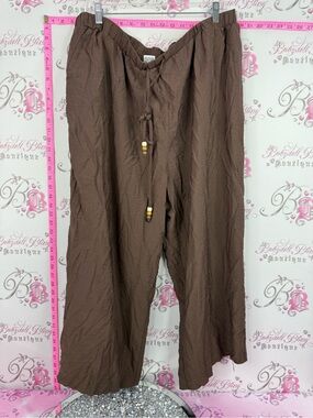 Classic concepts pants beaded Wide Leg Drawstring Women's Pants in Brown